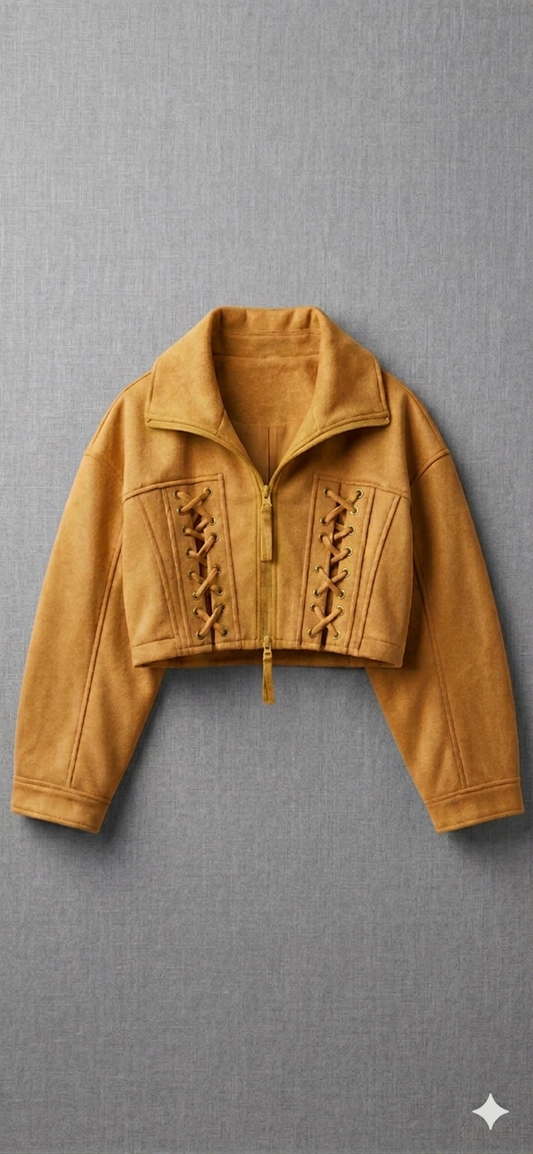 The Khool Closet: "The Lace-Up Crop" for women. 100% Lamb Suede