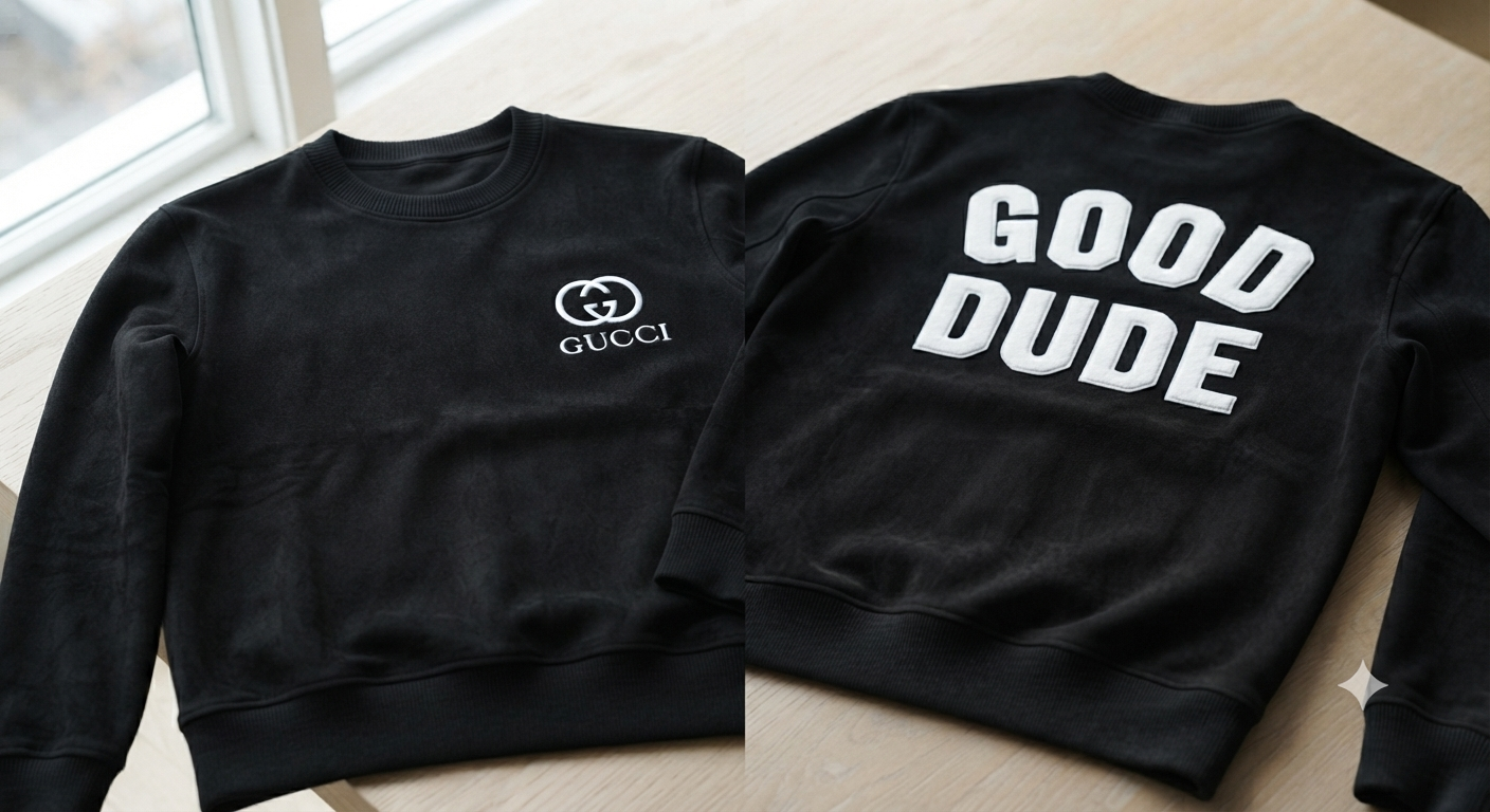 For promotional use only. "Good Dude" Gucci sweater for men & women. (Lamb Suede)