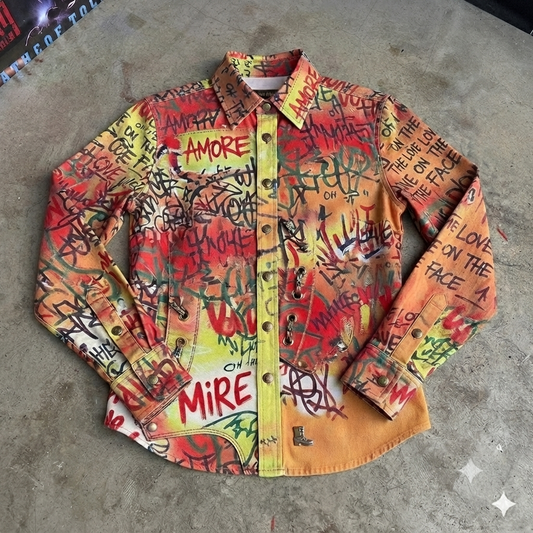 The Khool Closet 100% Genuine leather "Graffiti Master piece" button up for women.