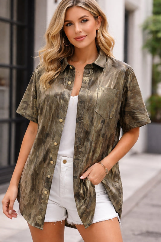 Camo Swimwear Button Up for women