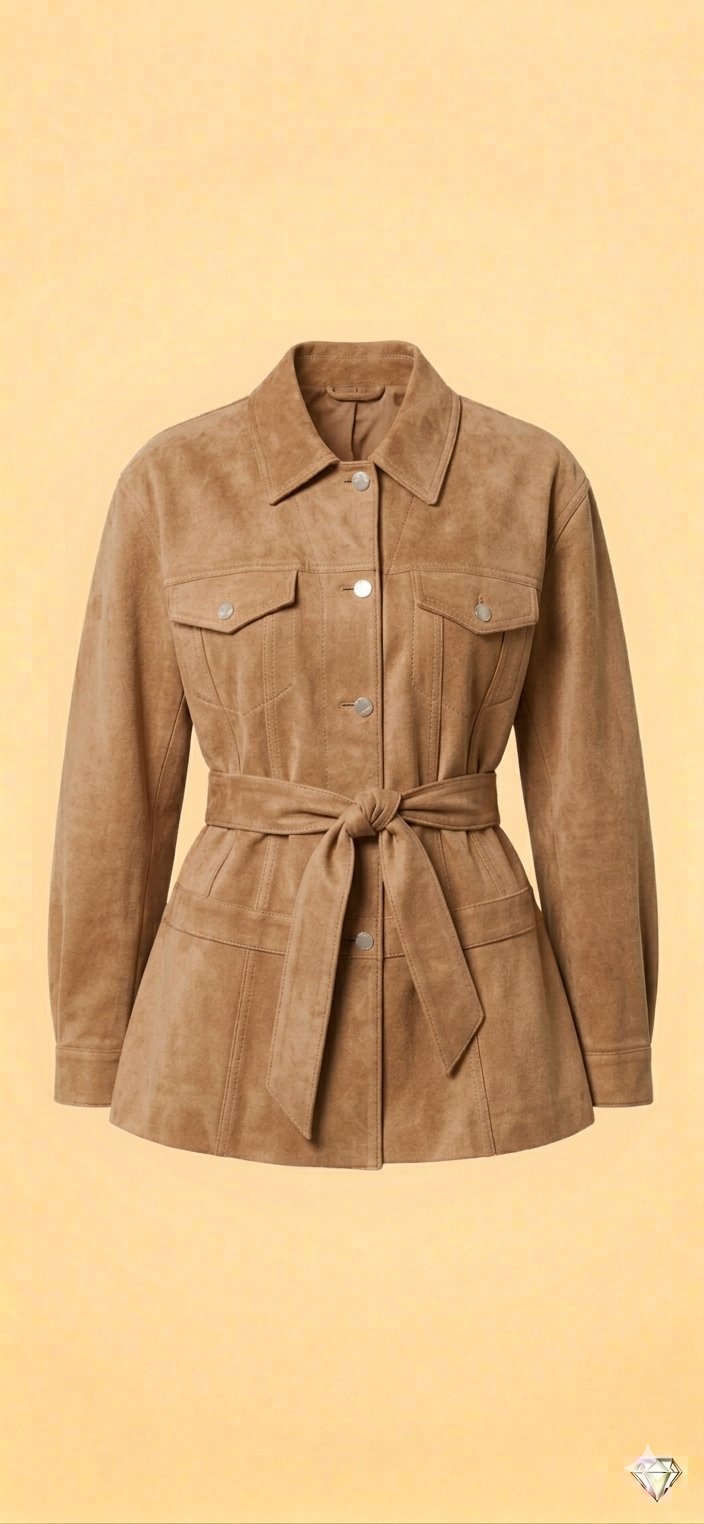 The Khool Closet: "Belted Suede Shacket" for women.