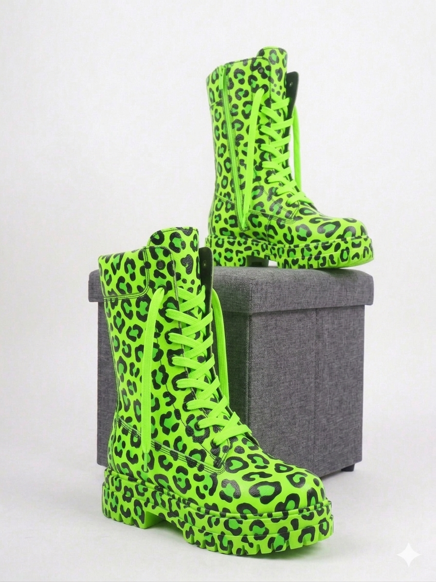 The Khool Closet "Cyber Leopard Platforms" for women.