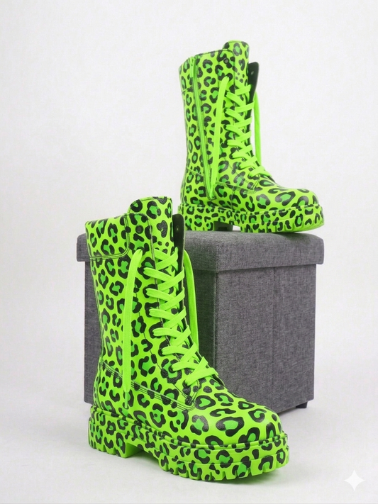 The Khool Closet "Cyber Leopard Platforms" for women.