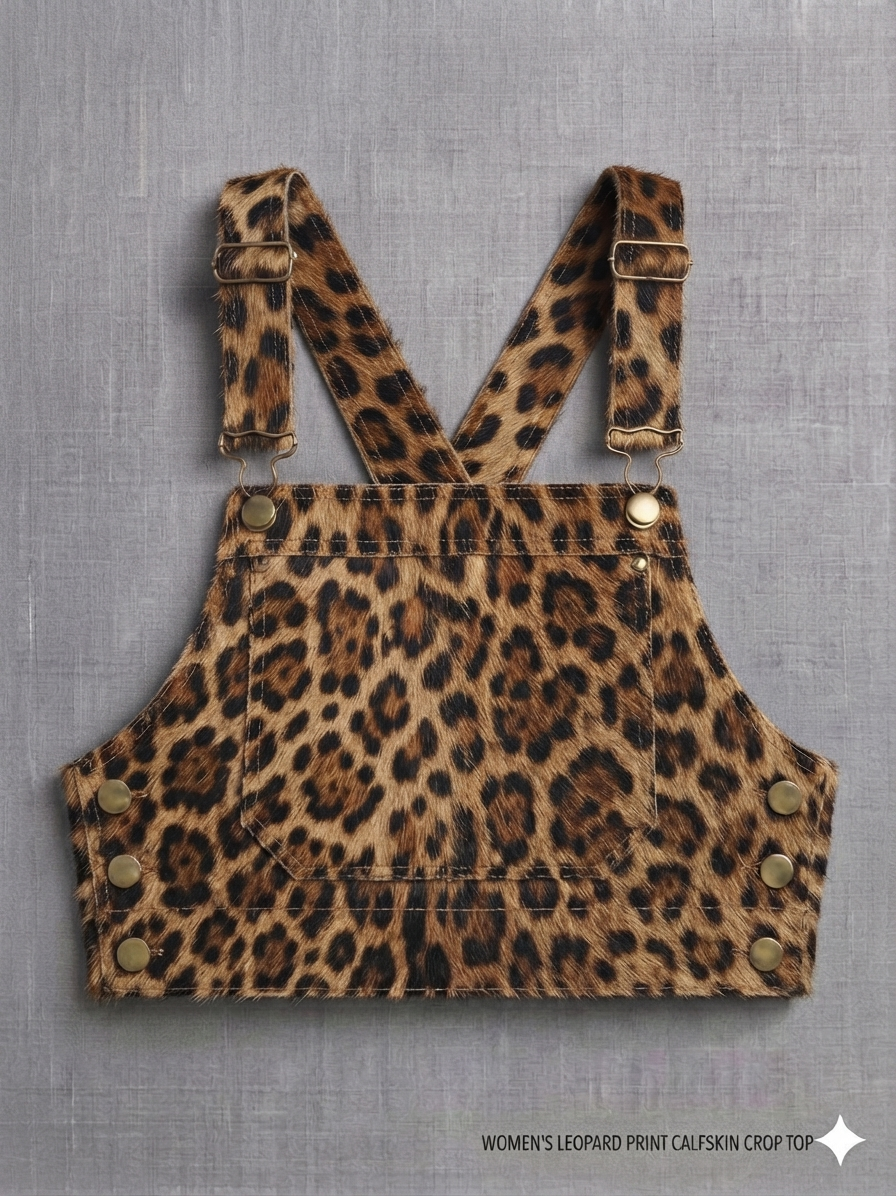 The Khool Closet "Leopard Calfskin Overall Top" for women.