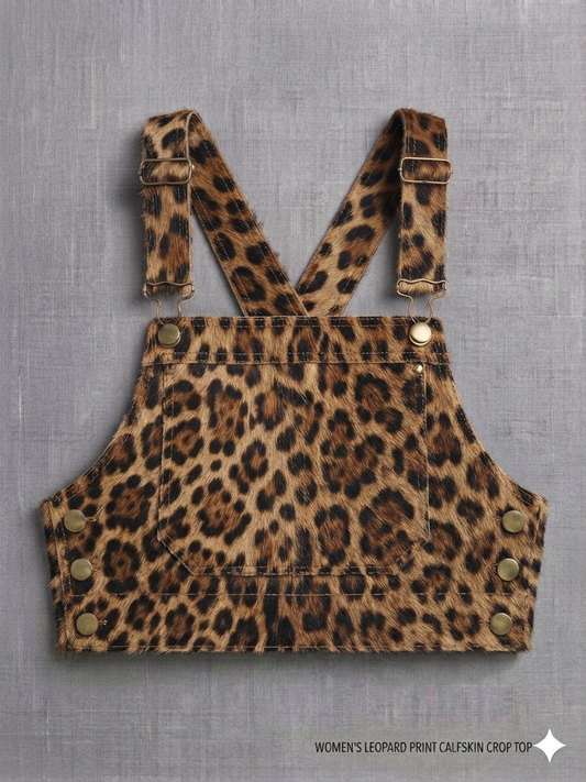 The Khool Closet "Leopard Calfskin Overall Top" for women.