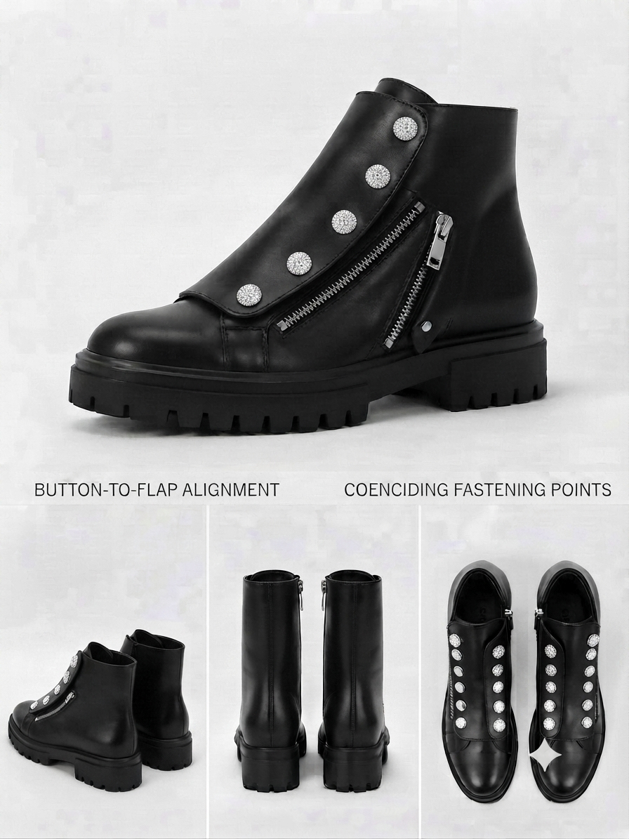 The Khool Closet "Metropolis Zip Boot" for women and men. (Swaroski crystals)